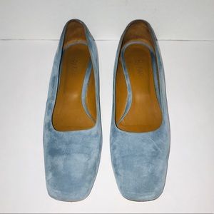 BY FAR Square Toe Suede Low Heel Flats